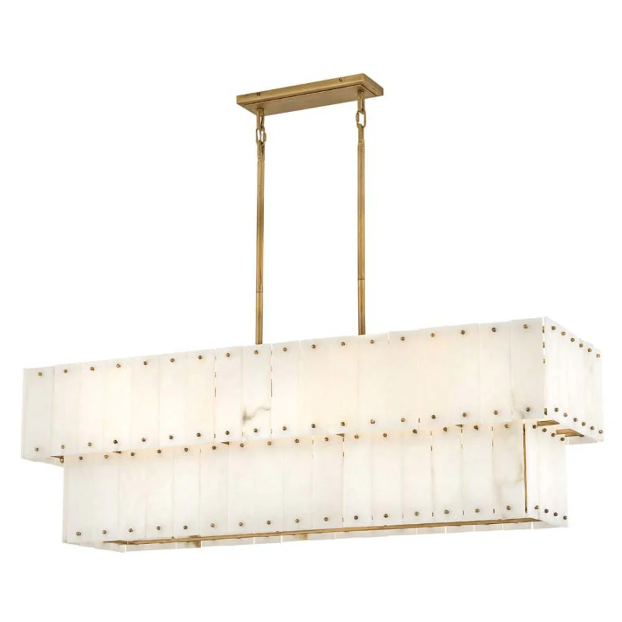 Fredrick Ramond Simone 8 Light 48" Wide Linear Chandelier with Alabaster Shades - Image 1
