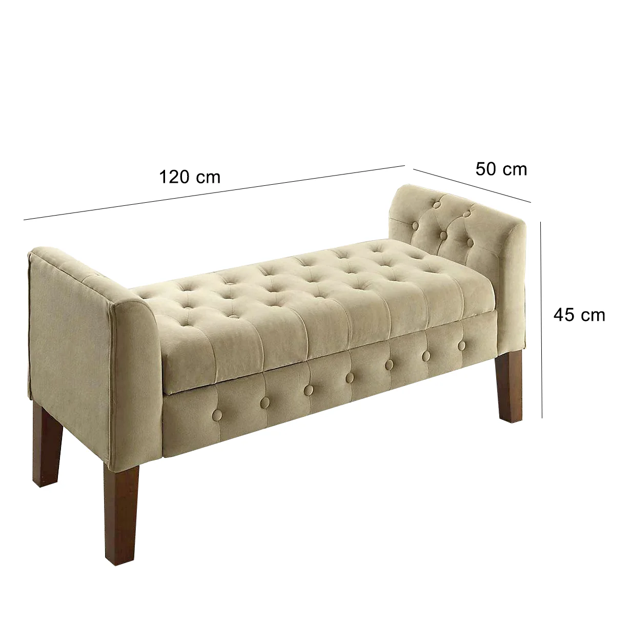 بانكيت  50×120سم  - خشب زان طبيعي - ألوان متعددة  - WK19 - Image 2