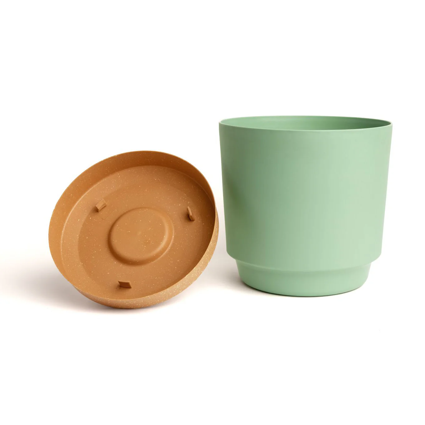 9.5" Contemporary Flower Pot with Saucer - Cool Mint - Image 2