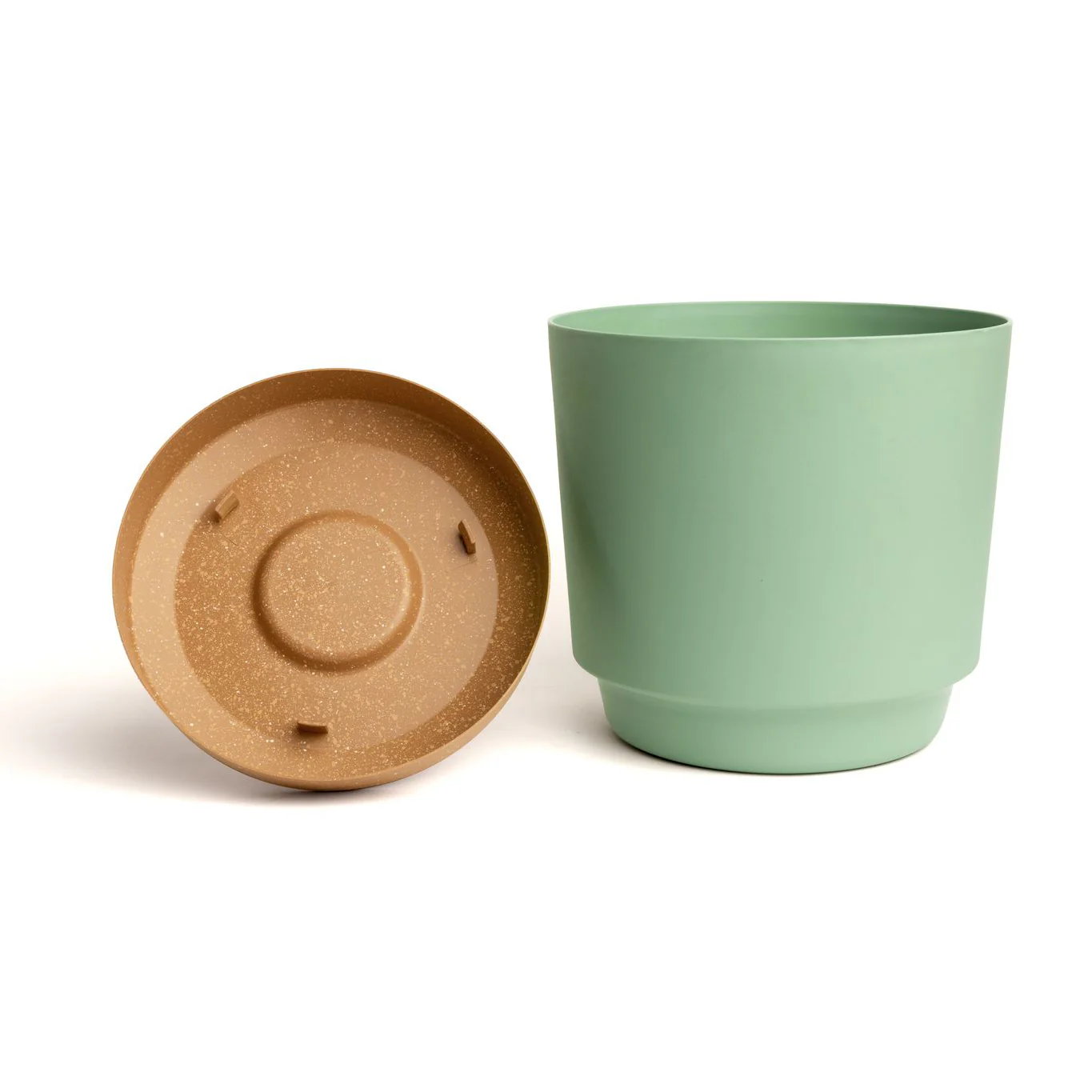 11.5" Contemporary Flower Pot with Saucer - Cool Mint - Image 2