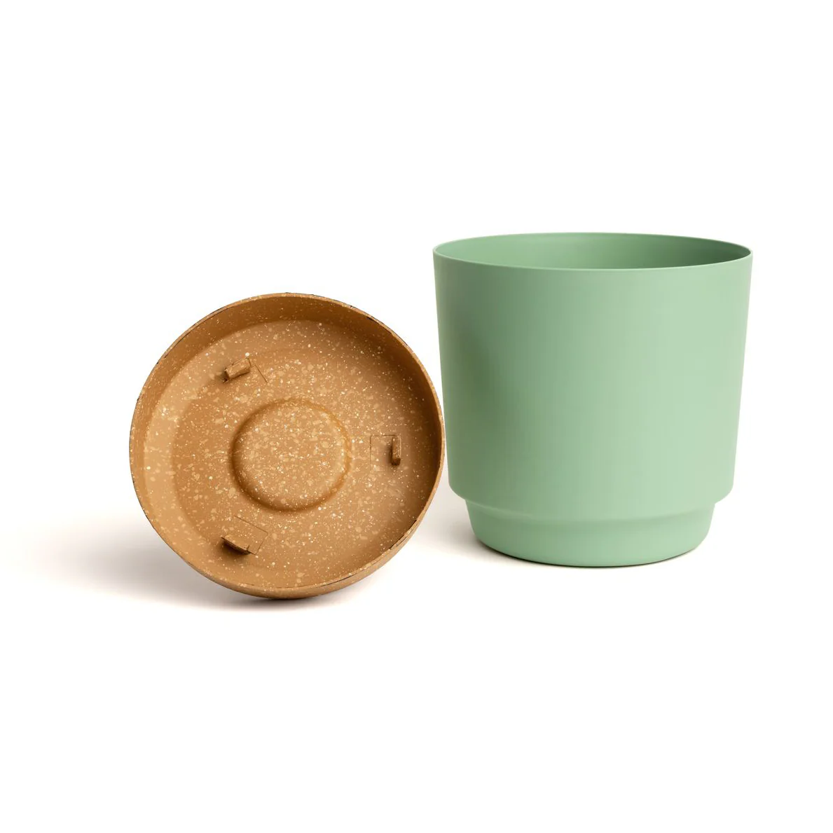 8" Contemporary Flower Pot with Saucer - Cool Mint - Image 2