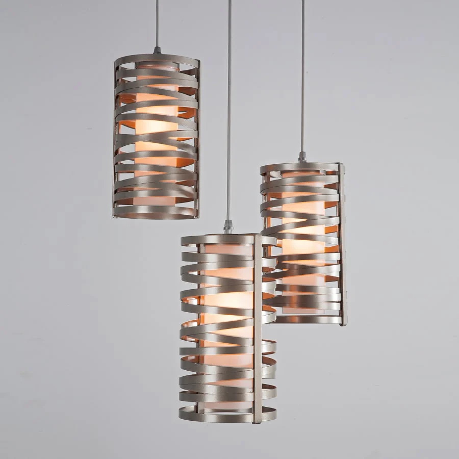 Hammerton Studio Tempest 3 Light 18" Wide Full Sized Multi Light Pendant - Medium (E26) with Frosted Glass Inner and Finished to Match Metal Outer Shades - Image 1
