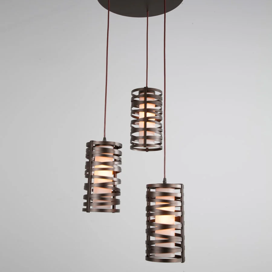 Hammerton Studio Tempest 3 Light 18" Wide Full Sized Multi Light Pendant - Medium (E26) with Frosted Glass Inner and Finished to Match Metal Outer Shades - Image 2
