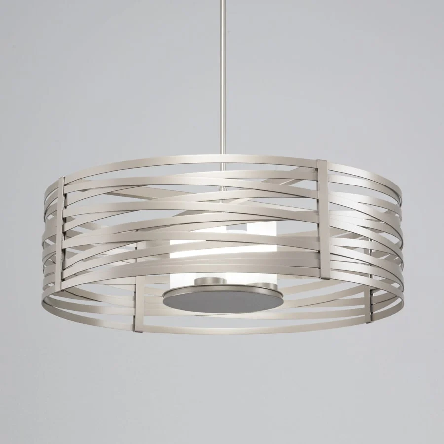 Hammerton Studio Tempest 4 Light 36" Wide Drum Chandelier - Medium (E26) with Frosted Glass Inner Shades and Finished to Match Outer Metal Shade - Image 1