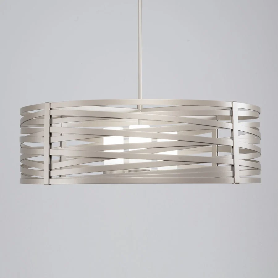 Hammerton Studio Tempest 4 Light 36" Wide Drum Chandelier - Medium (E26) with Frosted Glass Inner Shades and Finished to Match Outer Metal Shade - Image 2