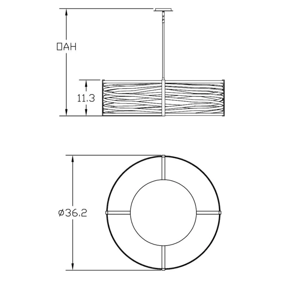 Hammerton Studio Tempest 4 Light 36" Wide Drum Chandelier - Medium (E26) with Finished to Match Metal Shade - Image 1