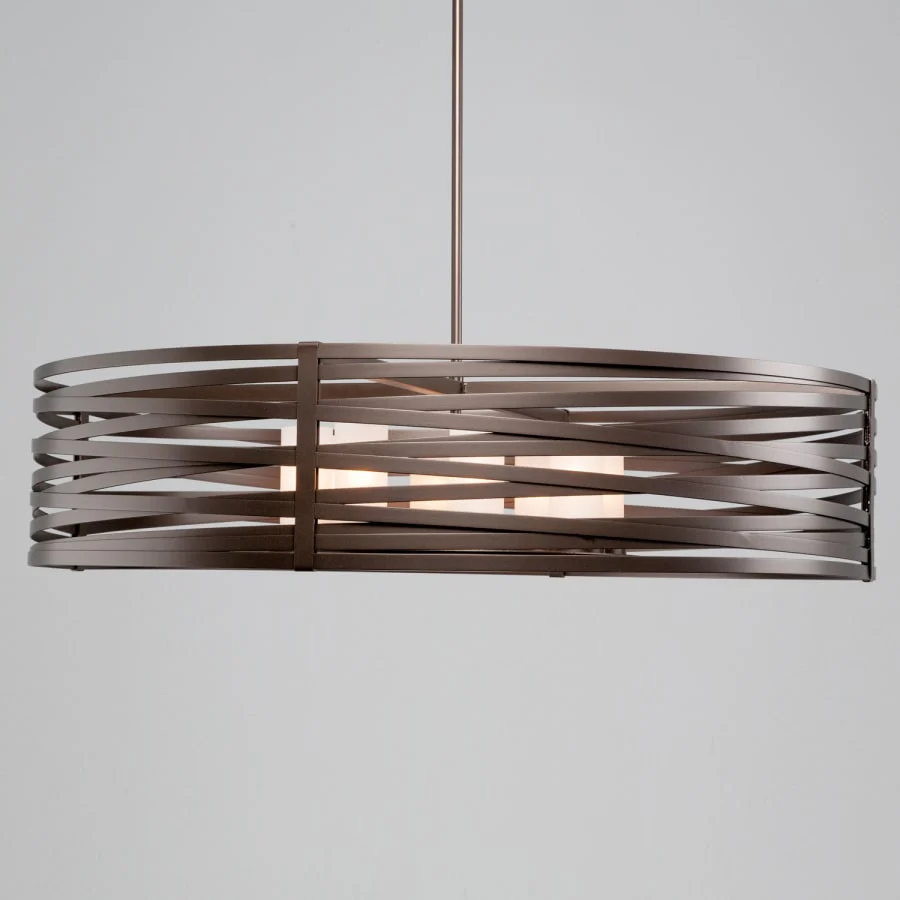 Hammerton Studio Tempest 8 Light 48" Wide LED Drum Chandelier - with Frosted Glass Inner Shades and Finished to Match Outer Metal Shade - Image 1
