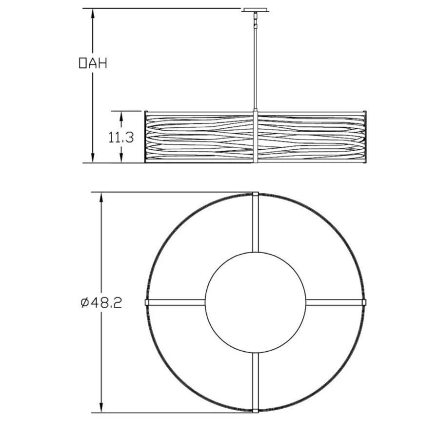 Hammerton Studio Tempest 8 Light 48" Wide Drum Chandelier - Medium (E26) with Frosted Glass Inner Shades and Finished to Match Outer Metal Shade - Image 1
