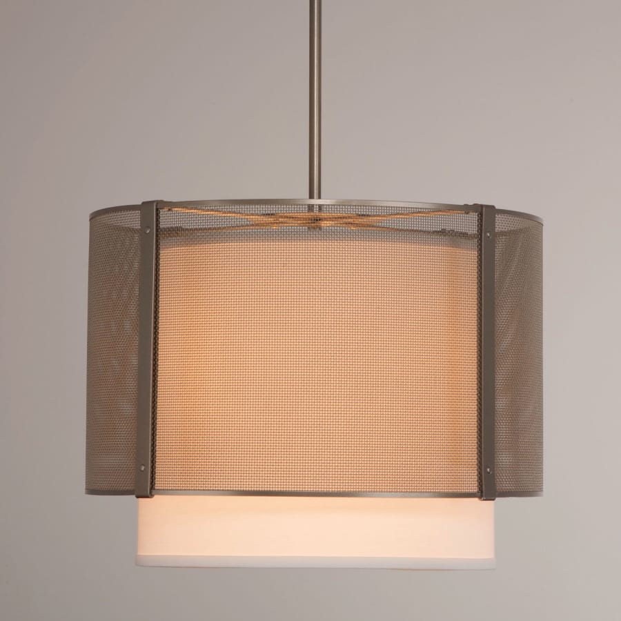 Hammerton Studio Uptown Mesh 4 Light 18" Wide Full Sized Single Pendant - Medium (E26) with White Linen Inner and Finished to Match Metal Outer Shade - Image 1