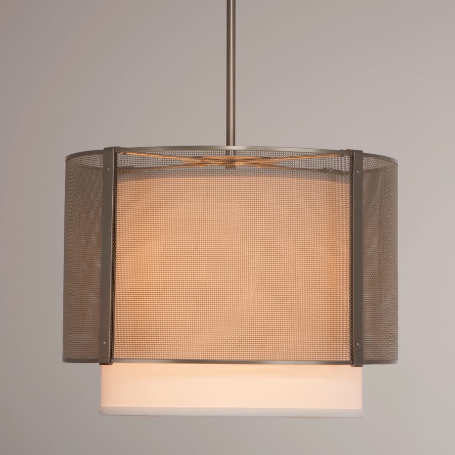 Hammerton Studio Uptown Mesh 4 Light 18" Wide Full Sized Single Pendant - Medium (E26) with White Linen Inner and Finished to Match Metal Outer Shade - Image 2