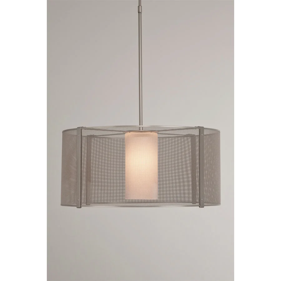 Hammerton Studio Uptown Mesh Single Light 24" Wide LED Drum Chandelier - with Frosted Glass Inner and Finished to Match Metal Outer Shade - Image 1