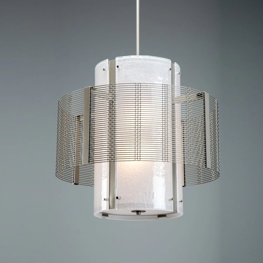 Hammerton Studio Downtown Mesh 4 Light 24" Wide Chandelier - Medium (E26) with Frosted Granite Glass Shade - Image 1