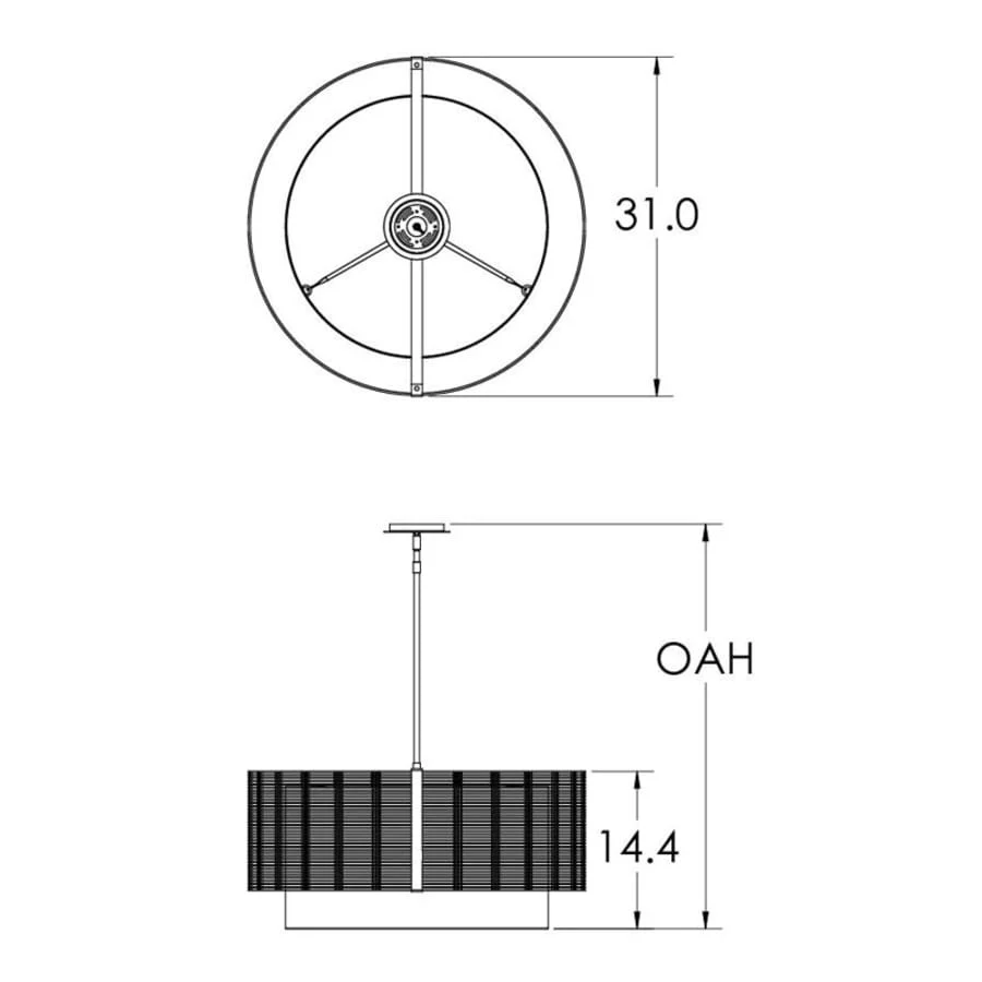 Hammerton Studio Downtown Mesh 4 Light 31" Wide Drum Chandelier - Medium (E26) with White Linen Inner and Finished to Match Metal Outer Shade - Image 1