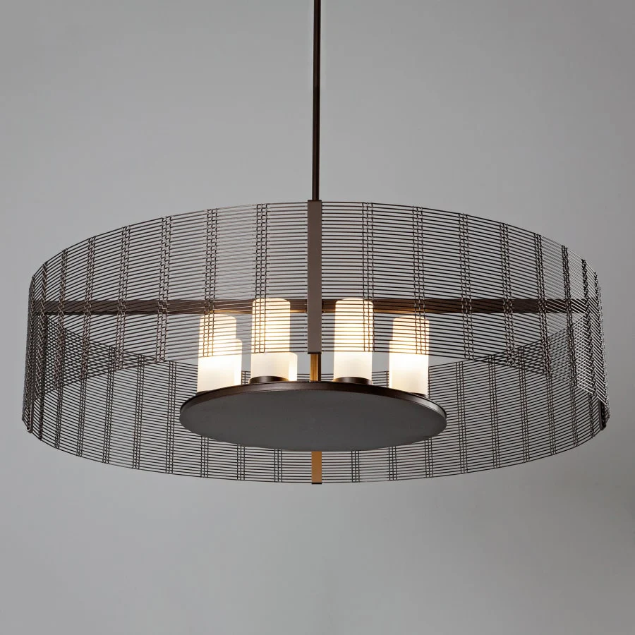 Hammerton Studio Downtown Mesh 8 Light 48" Wide LED Drum Chandelier - with Frosted Glass Inner Shades and Finished to Match Outer Metal Shade - Image 2