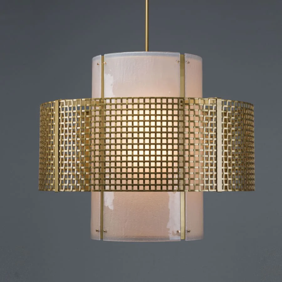 Hammerton Studio Tweed 8 Light 38" Wide Chandelier - Medium (E26) with Frosted Granite Glass Shade - Image 1
