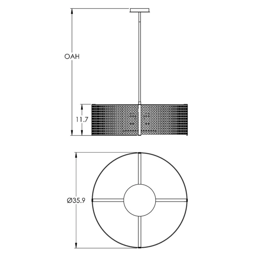 Hammerton Studio Tweed 4 Light 36" Wide Drum Chandelier - Medium (E26) with Finished to Match Metal Shade - Image 1