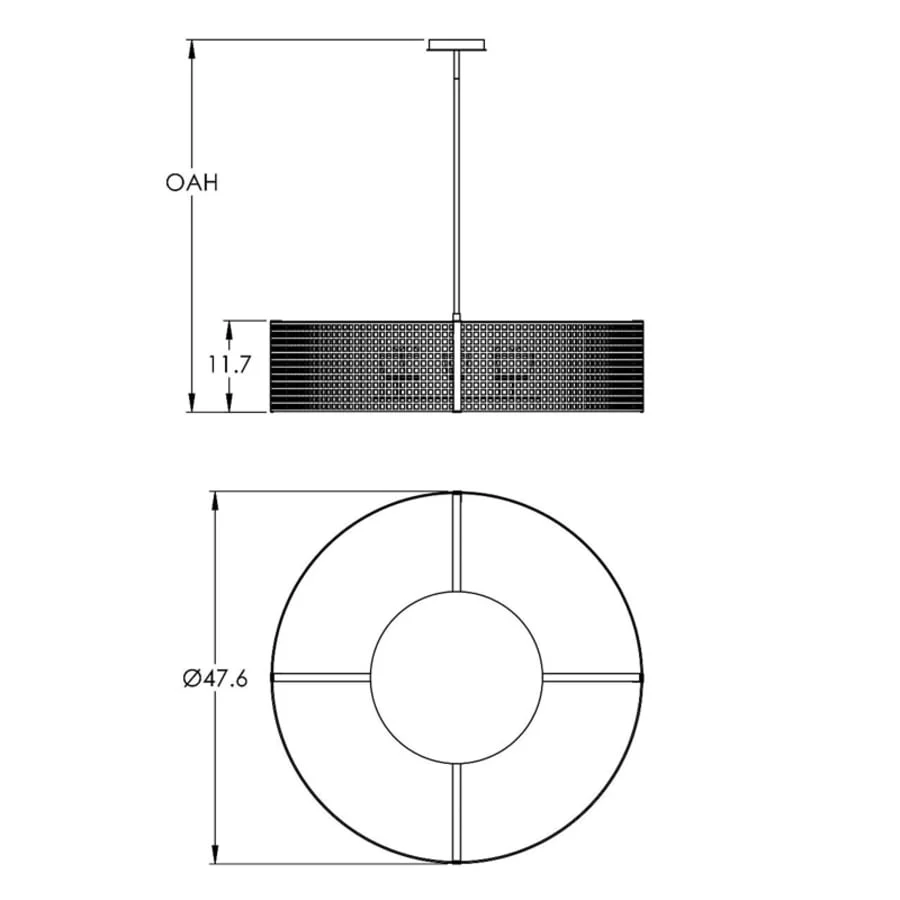 Hammerton Studio Tweed 8 Light 48" Wide Drum Chandelier - Medium (E26) with Finished to Match Metal Shade - Image 1