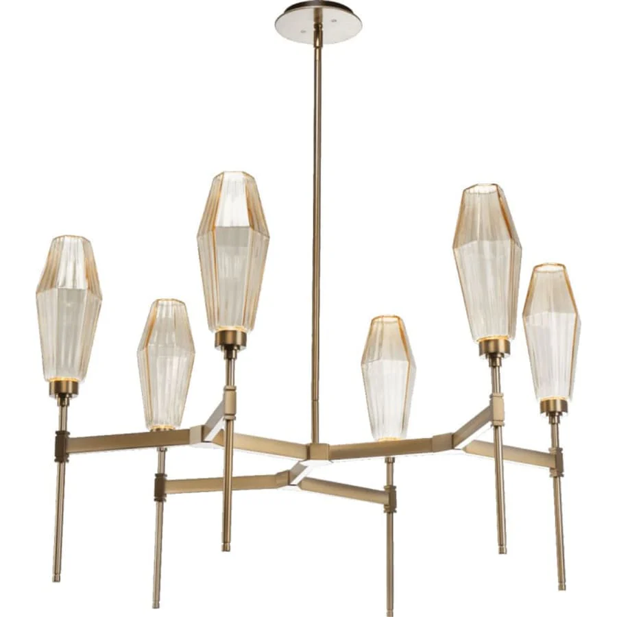 Hammerton Studio Aalto 37" Wide Artisan Crafted Geometric Optic Glass 6 Light Chandelier - Image 1