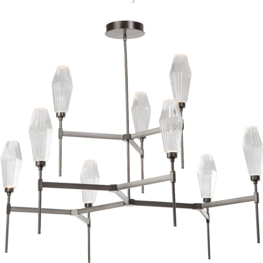 Hammerton Studio Aalto 54" Wide Artisan Crafted Geometric Optic Glass 9 Light Two Tier Chandelier - Image 1