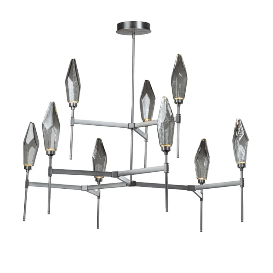 Hammerton Studio Rock Crystal 54" Wide 9 Light Hand Blown Glass LED 2 Tier Chandelier - Image 1