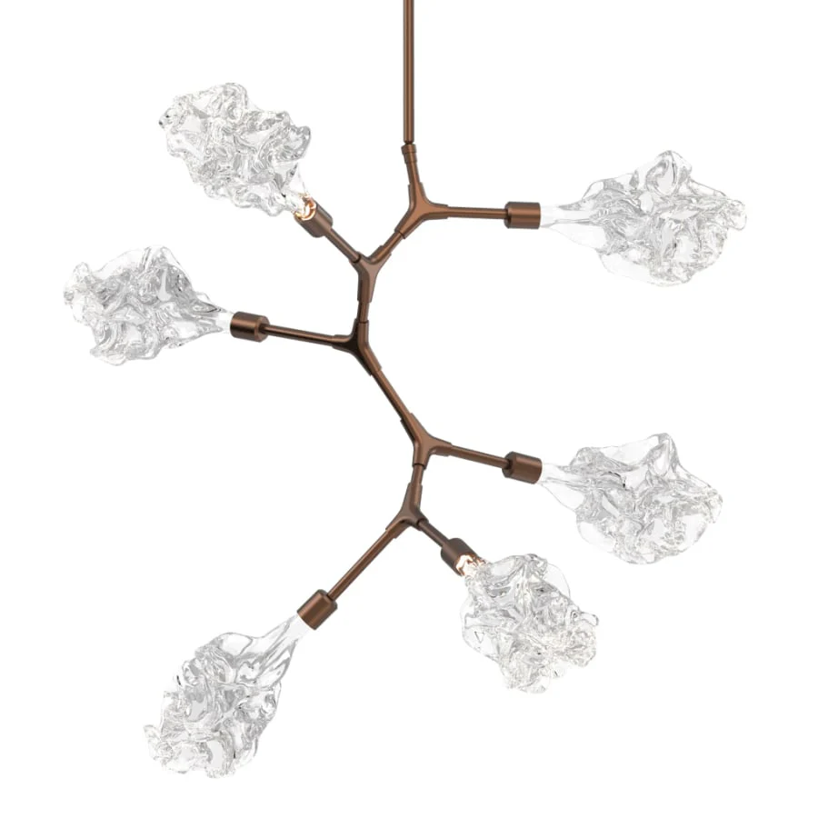 Hammerton Studio Blossom 32" Wide 6 Light LED Abstract Chandelier with Clear Blossom Blown Glass Shades - Image 1