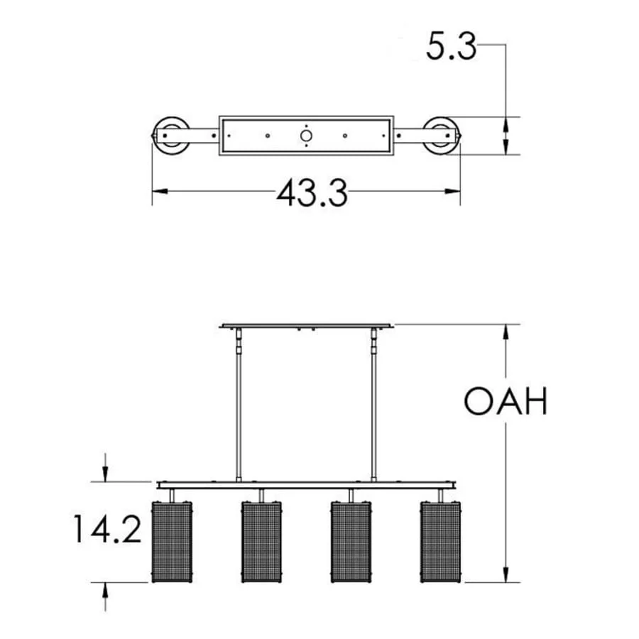 Hammerton Studio Uptown Mesh 4 Light 43" Wide Chandelier - Medium (E26) with Frosted Glass Inner and Finished to Match Metal Outer Shades - Image 1