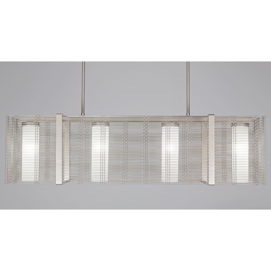 Hammerton Studio Downtown Mesh 4 Light 45" Wide Chandelier - Medium (E26) with Frosted Glass Inner Shades and Finished to Match Outer Metal Shade - Image 1
