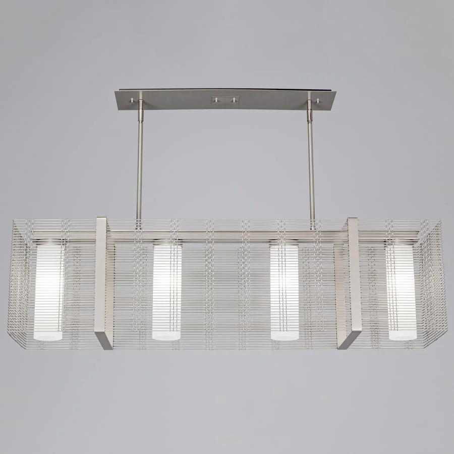 Hammerton Studio Downtown Mesh 4 Light 45" Wide Chandelier - Medium (E26) with Frosted Glass Inner Shades and Finished to Match Outer Metal Shade - Image 2