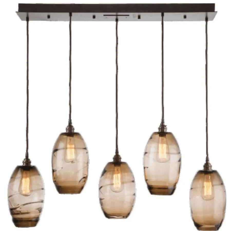 Hammerton Studio Ellisse 38" Wide Artisan Crafted 5 Light Optic Glass Linear Pendant - Image 1