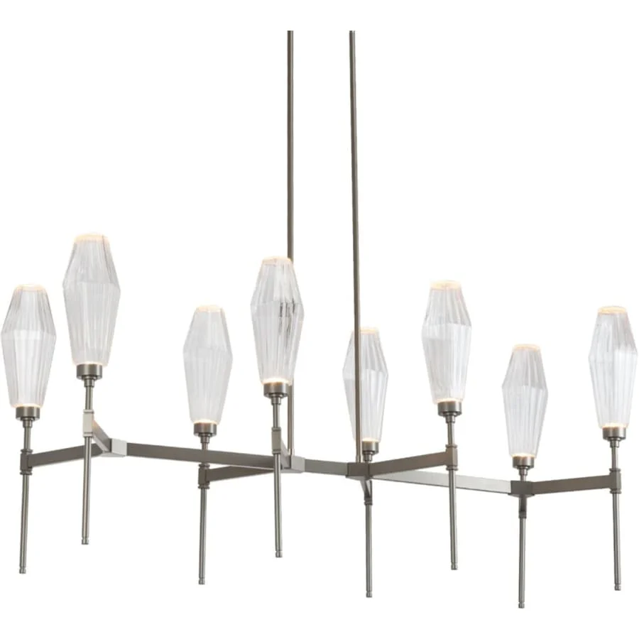 Hammerton Studio Aalto 48" Wide Artisan Crafted Geometric Optic Glass 8 Light Linear Chandelier - Image 1