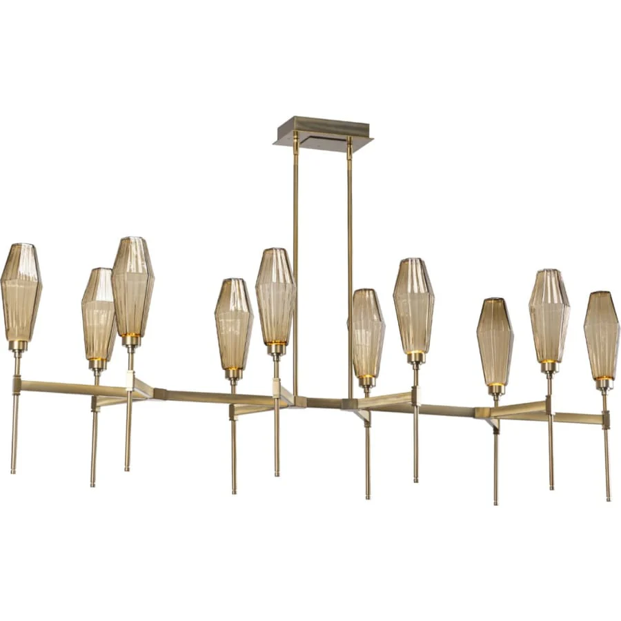 Hammerton Studio Aalto 67" Wide Artisan Crafted Geometric Optic Glass 10 Light Linear Chandelier - Image 1