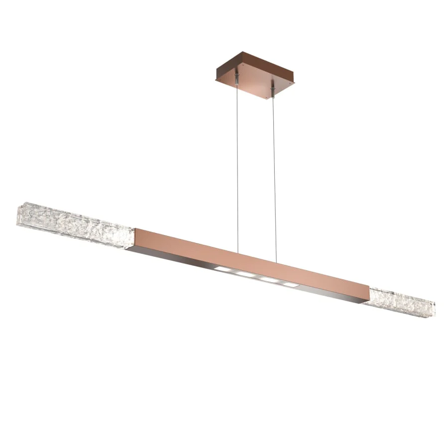 Hammerton Studio Axis 62" Wide LED Linear Chandelier with Glacier Clear Glass Shades - Image 1