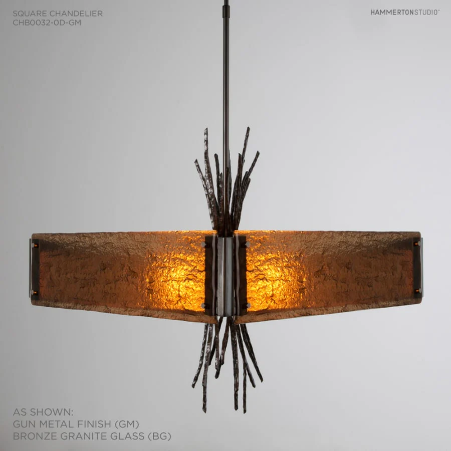 Hammerton Studio Ironwood 24" Wide Artisan Crafted Chandelier with Hand Textured Glass and Sculpted Steel - Image 2