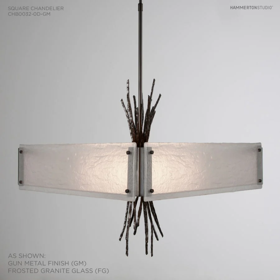 Hammerton Studio Ironwood 24" Wide Artisan Crafted Chandelier with Hand Textured Glass and Sculpted Steel - Image 3
