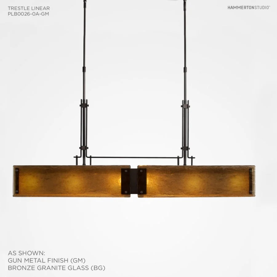 Hammerton Studio Urban Loft 44" Wide Artisan Crafted Linear Chandelier with Hand Textured Glass - Image 3