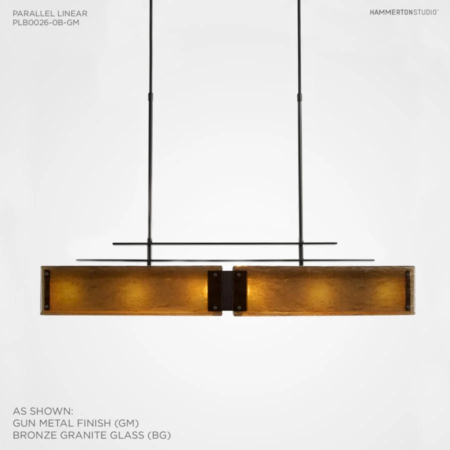 Hammerton Studio Urban Loft Parallel 44" Wide Artisan Crafted Linear Chandelier with Hand Textured Glass - Image 2