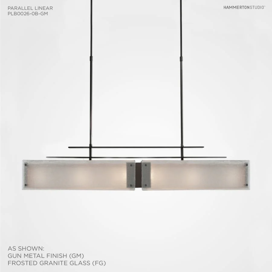 Hammerton Studio Urban Loft Parallel 44" Wide Artisan Crafted Linear Chandelier with Hand Textured Glass - Image 3