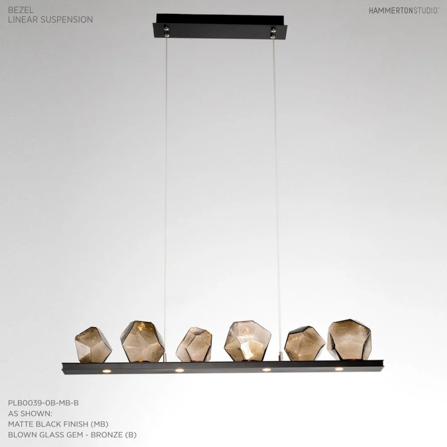 Hammerton Studio Gem 44" Wide 10 Light Hand Blown Glass LED Linear Suspension - Image 3