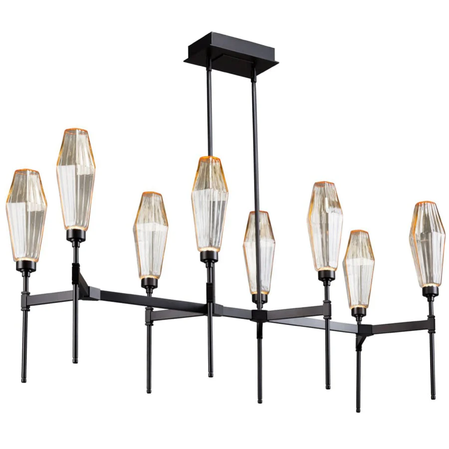 Hammerton Studio Aalto 48" Wide Artisan Crafted Geometric Optic Glass 8 Light Linear Chandelier - Image 2