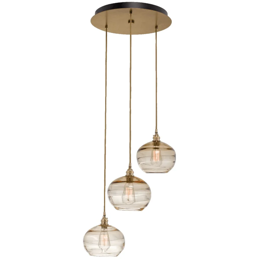 Hammerton Studio Coppa 20" Wide Artisan Crafted Optic Glass 3 Light Pendant - Image 1