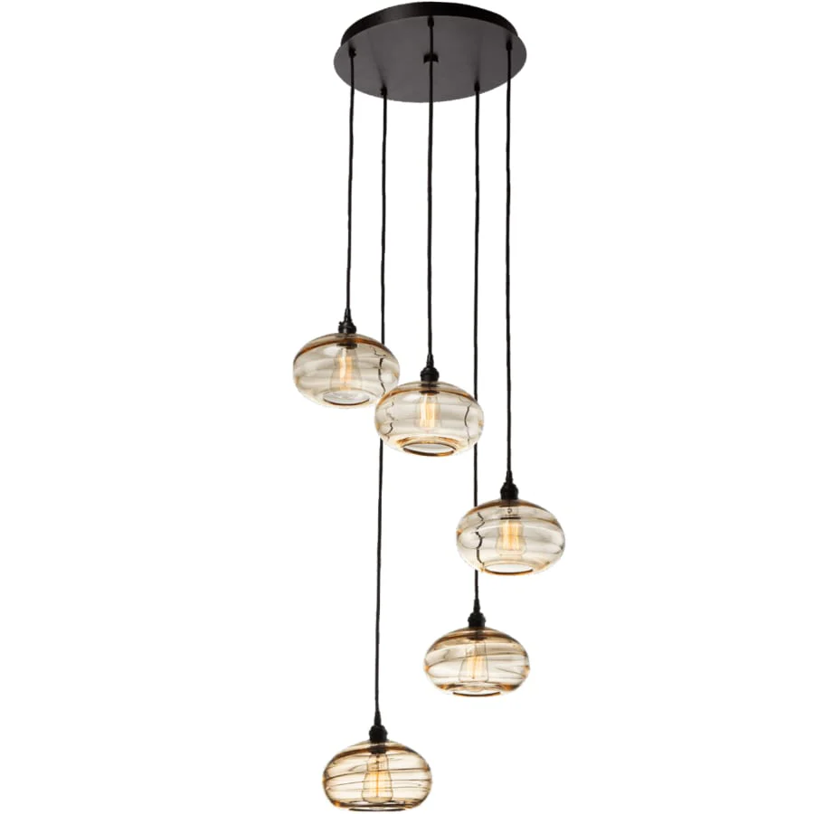 Hammerton Studio Coppa 22" Wide Artisan Crafted Optic Glass 5 Light Pendant - Image 1