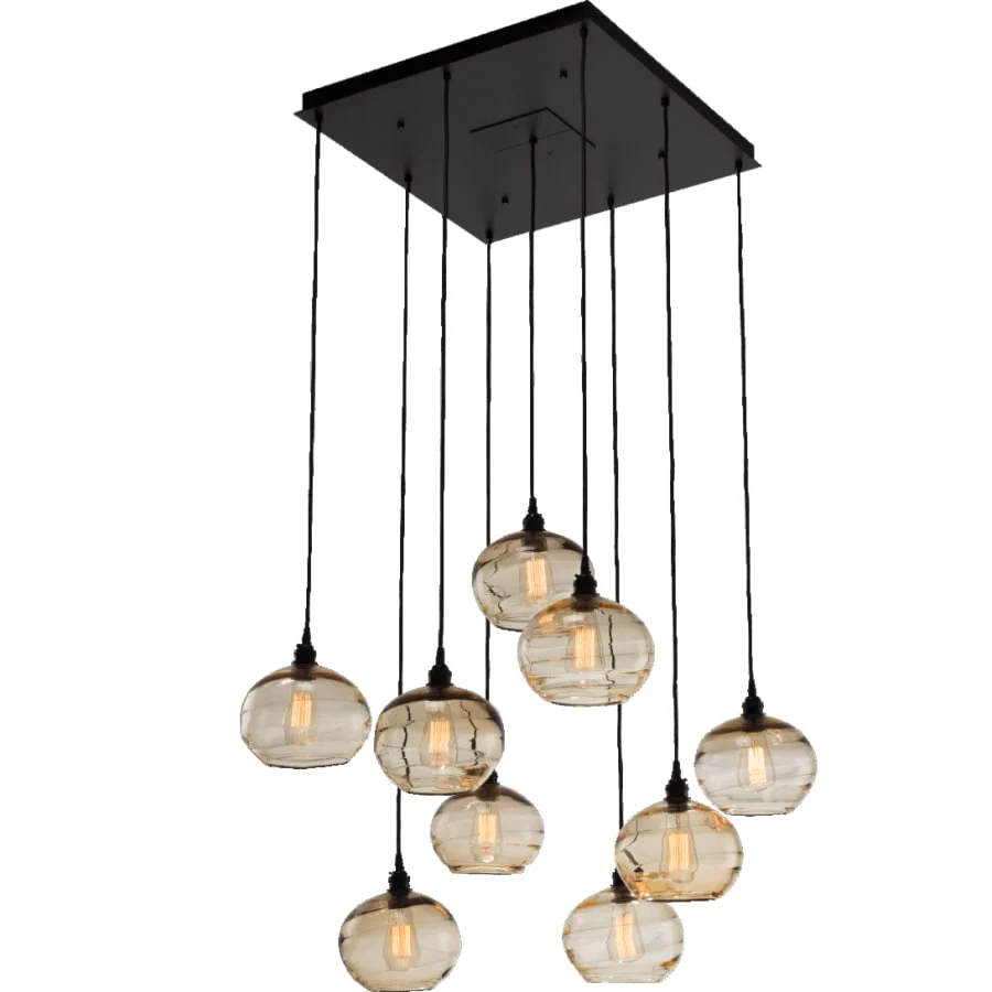 Hammerton Studio Coppa 29" Wide Artisan Crafted Optic Glass 9 Light Pendant - Image 1