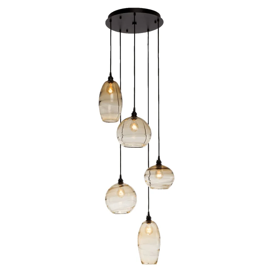 Hammerton Studio Misto 23" Wide Artisan Crafted Optic Glass 5 Light Pendant - Image 1