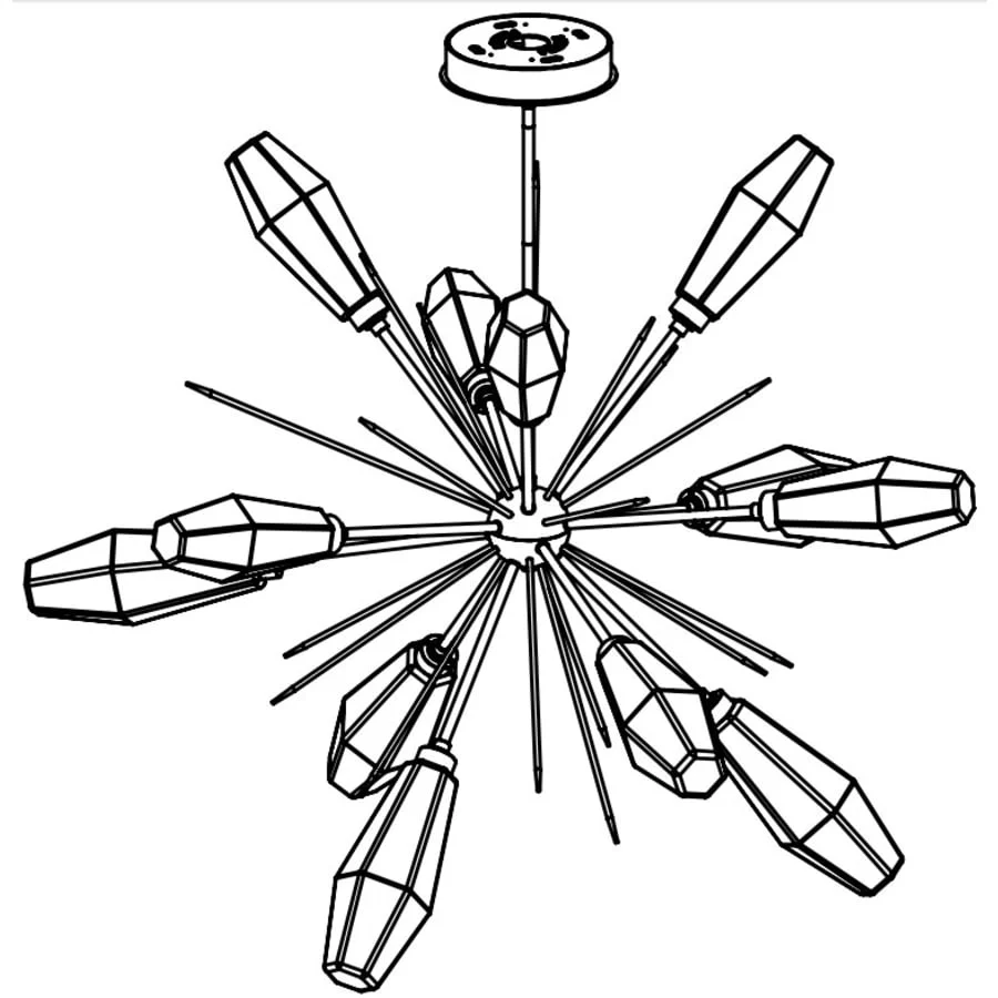 Hammerton Studio Aalto 45" Wide Artisan Crafted Geometric Optic Glass 12 Light Starburst Chandelier - Image 1