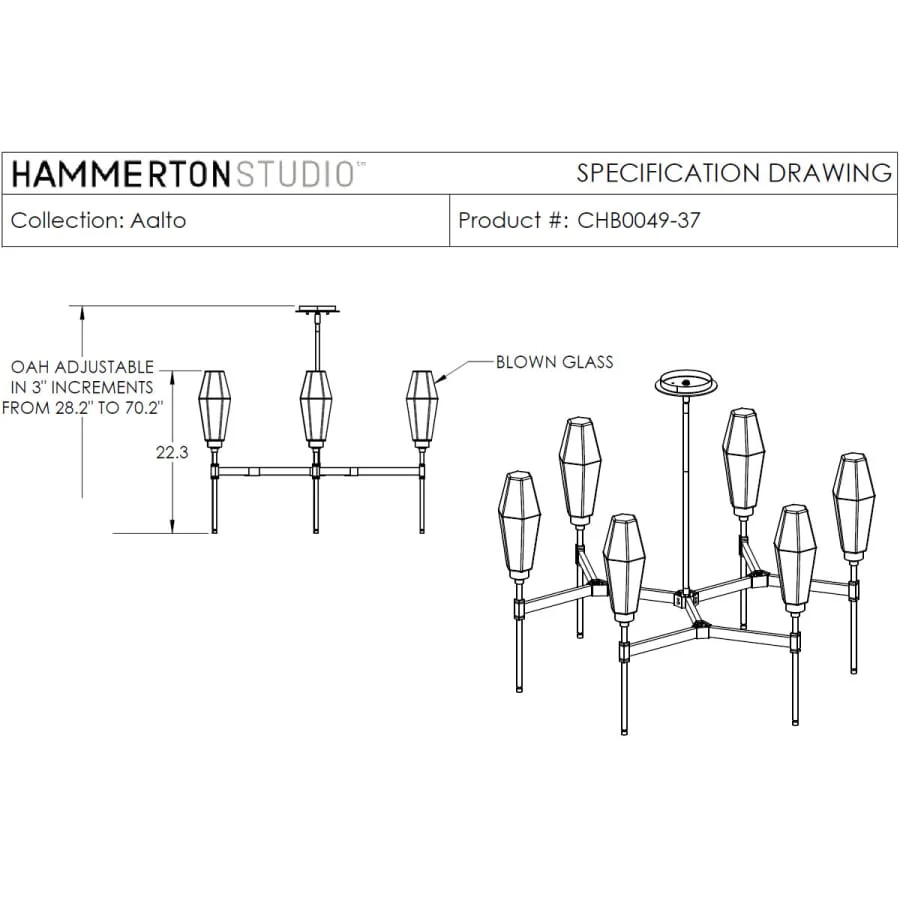 Hammerton Studio Aalto 37" Wide Artisan Crafted Geometric Optic Glass 6 Light Chandelier - Image 3