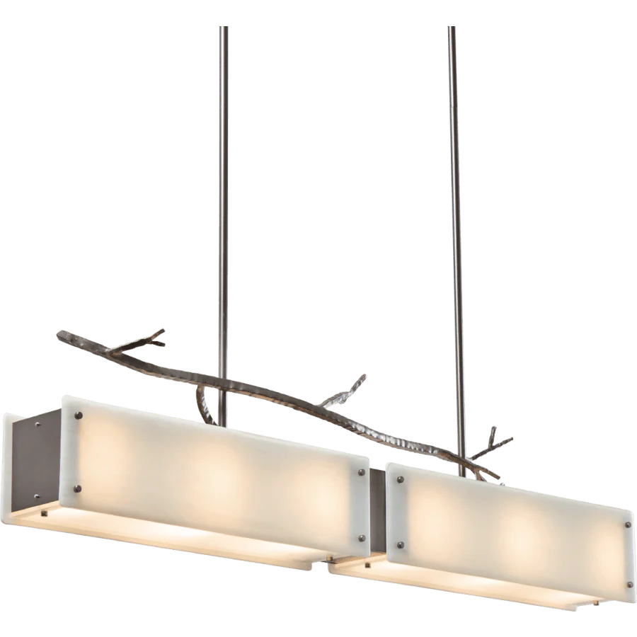 Hammerton Studio Ironwood 44" Wide Artisan Crafted Linear Chandelier with Hand Textured Glass and Sculpted Steel - Image 1