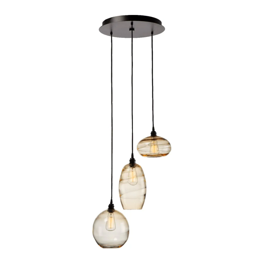 Hammerton Studio Misto 21" Wide Artisan Crafted Optic Glass 3 Light Pendant - Image 1