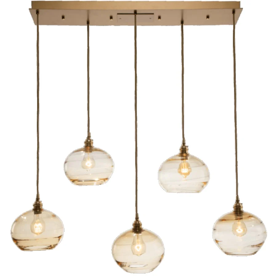 Hammerton Studio Coppa 40" Wide Artisan Crafted Optic Glass 5 Light Linear Pendant - Image 1