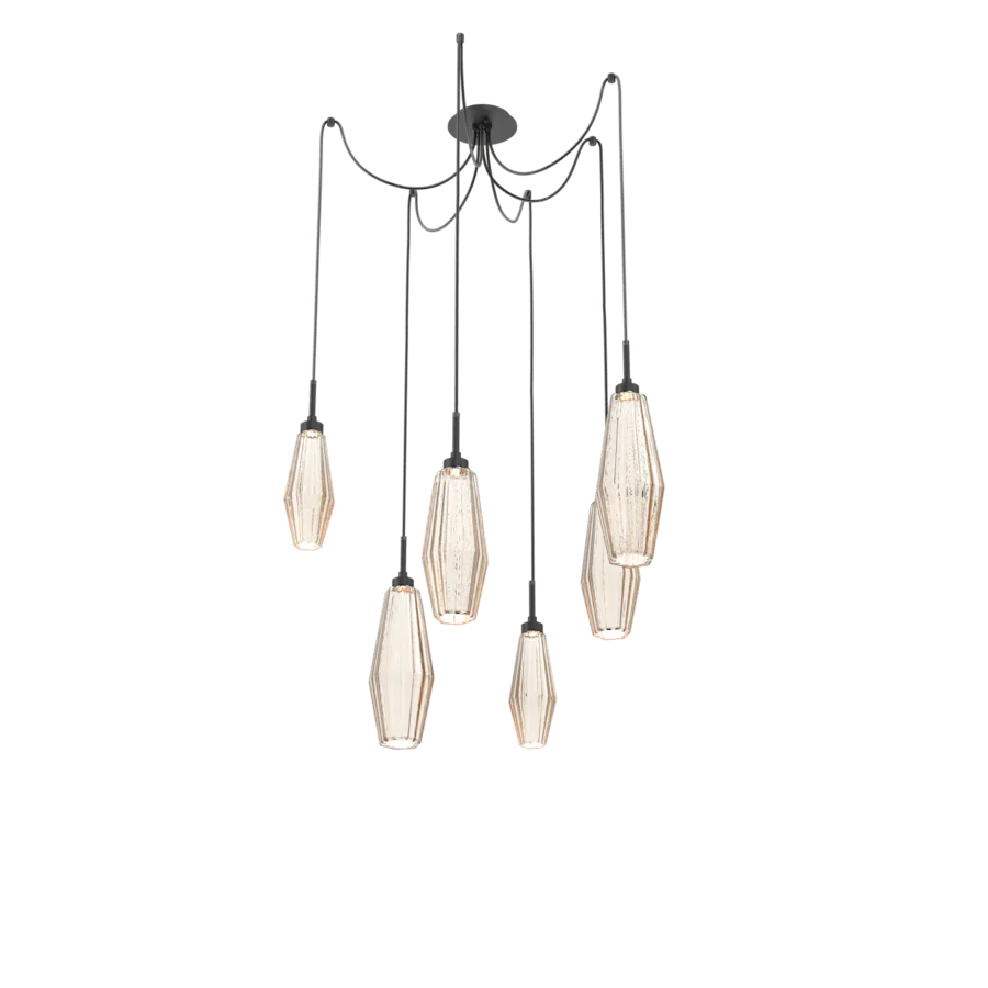 Hammerton Studio Aalto Swag 3-light Chandelier with Amber Glass - Image 1