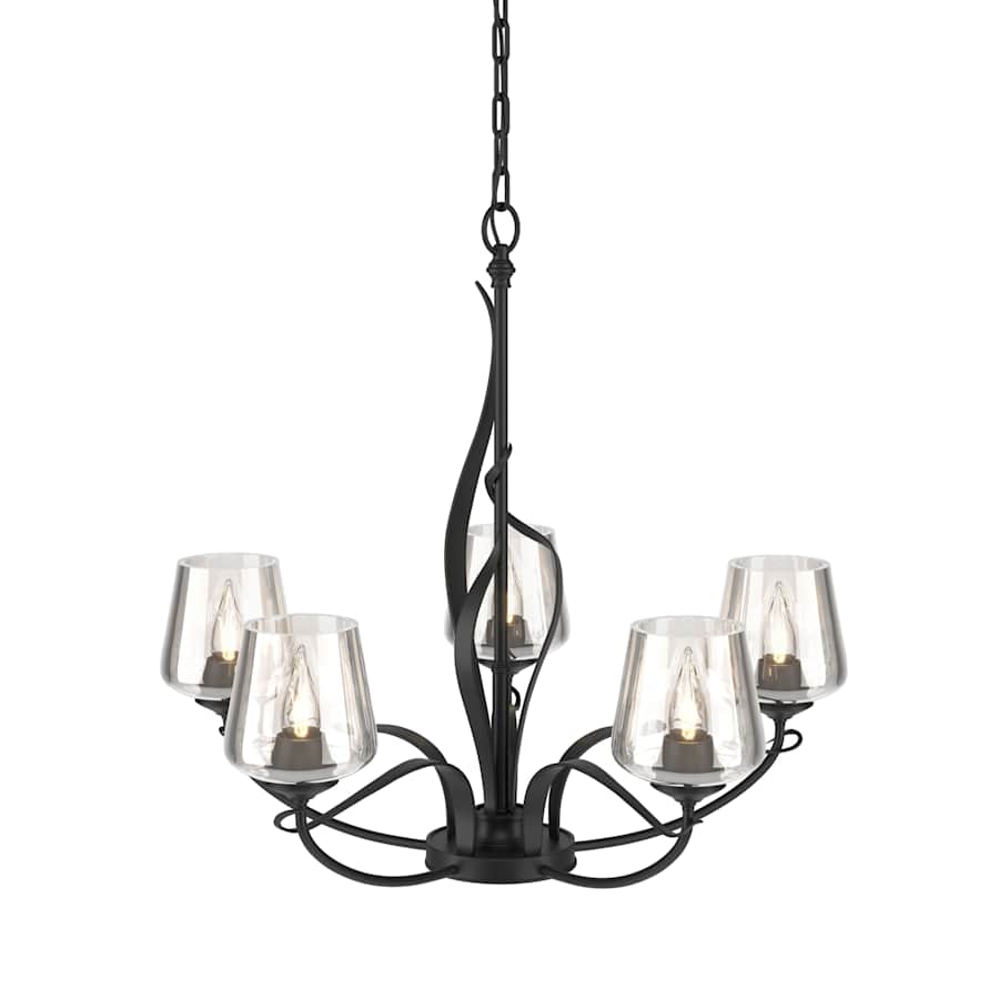 Hubbardton Forge Flora 5 Light 27" Wide Taper Candle Chandelier with Customizable Glass Shade - Image 1
